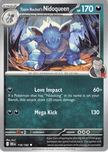 Front of a scanned card, Team Rocket's Nidoqueen